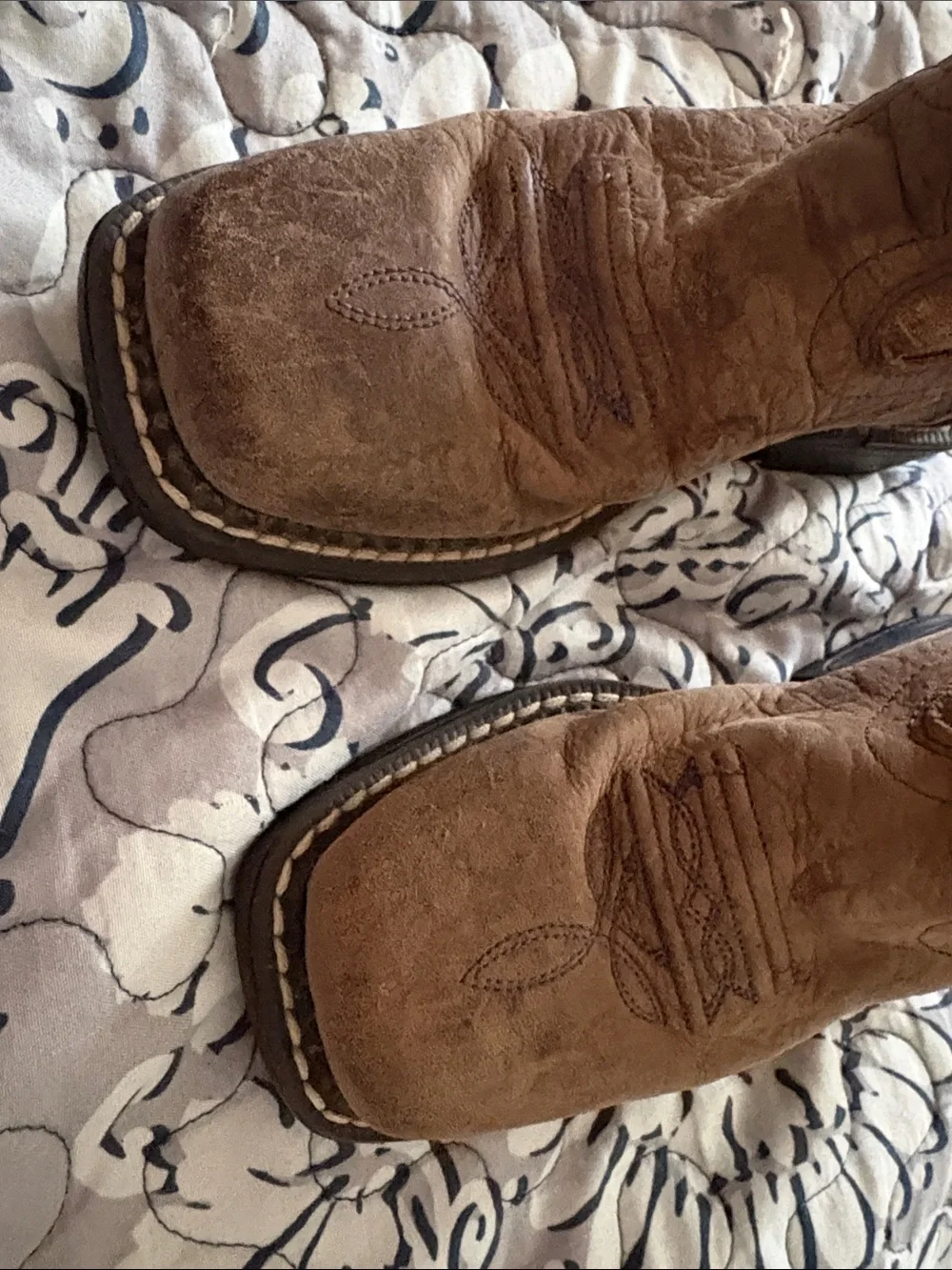Old West Tan Brown Kids Western Pull-On Boots toddler size 9.5
